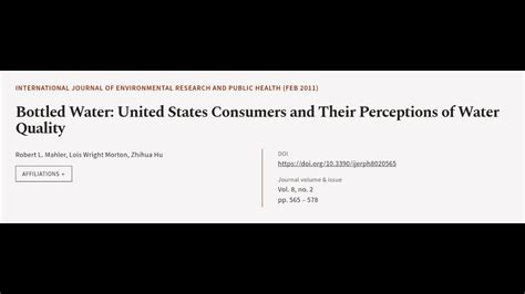 Bottled Water: United States Consumers and Their Perceptions 